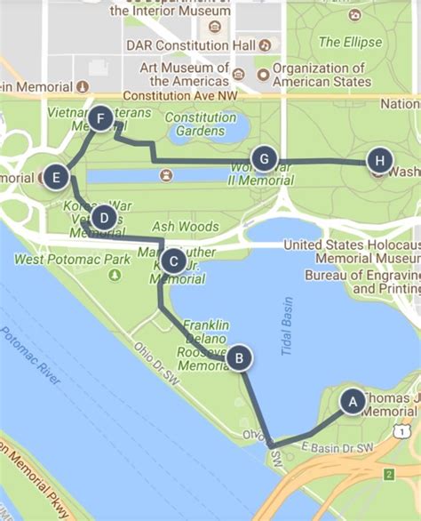 Challenges of Implementing MAP Map of Washington DC Monuments
